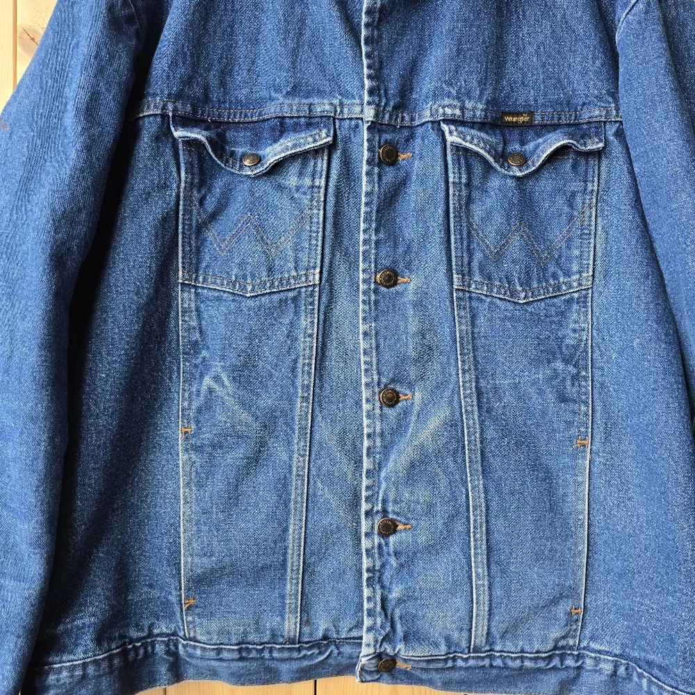 Wrangler Blanket Lined Corduroy Collar Denim Jacket Blue Mens 50L - Picture 3 of 11